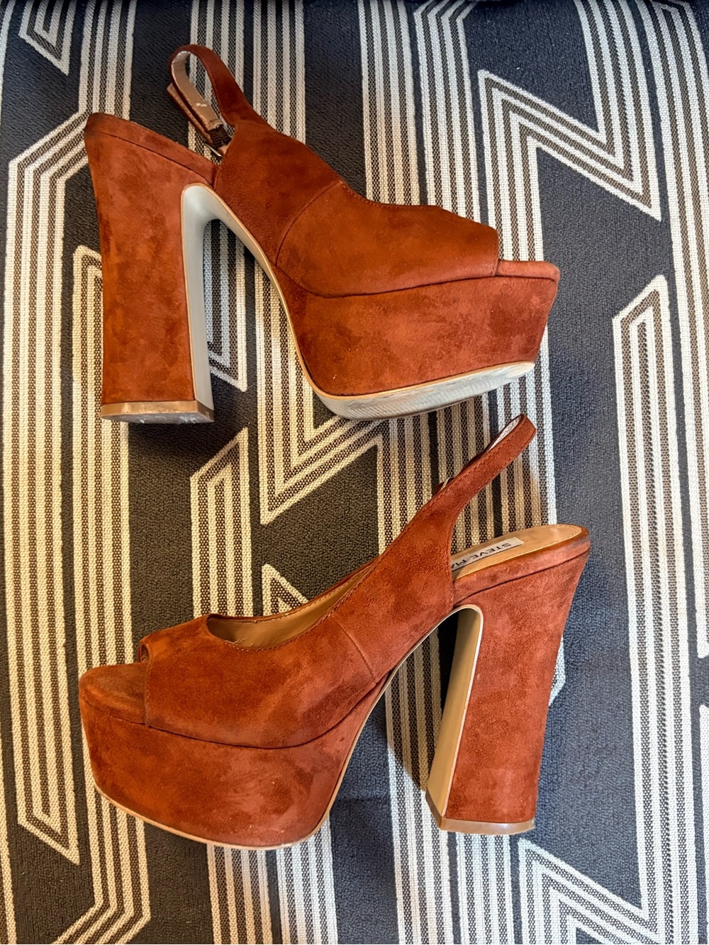 Steve Madden Tove Brown Suede Platform Open Toe Sandals Sandals Size 5.5 M - Picture 3 of 11